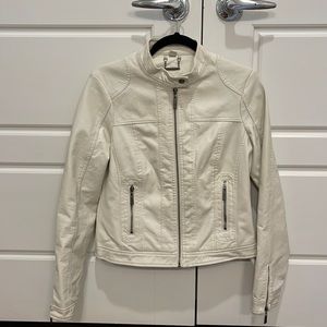 Ivory White Medium Leather Jacket